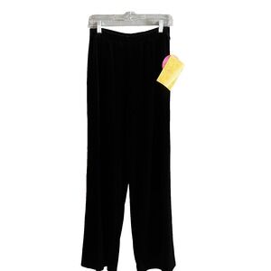 Quacker Factory Black Women's Velour Pants Regular Flat Waistband A5162 Size S